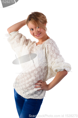 Image of Blonde in knitted.