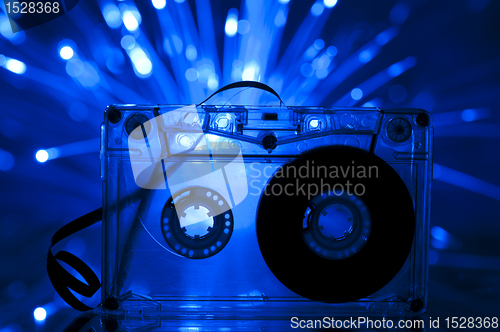 Image of Cassette tape and multicolored lights