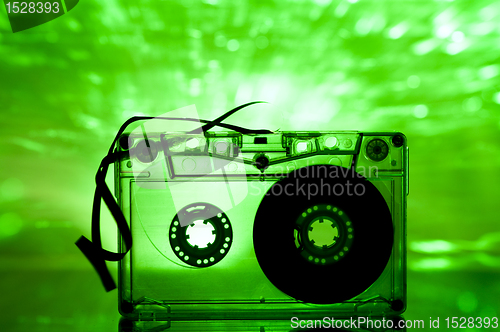 Image of Cassette tape and multicolored lights