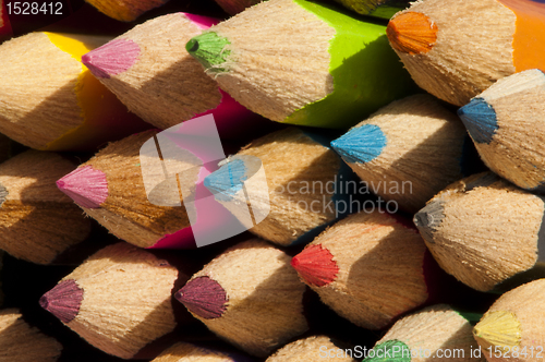 Image of Multicolored pencils arranged background