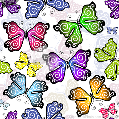 Image of Seamless pattern with butterflies