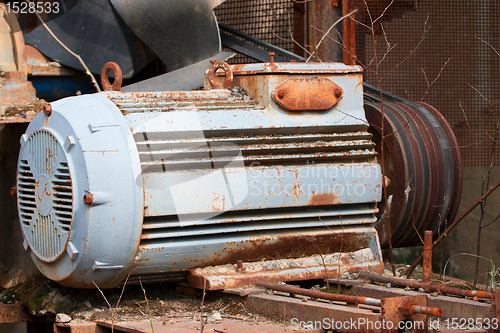 Image of Old electric motor with belt drive 