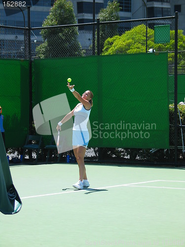 Image of Female Tennis player serving