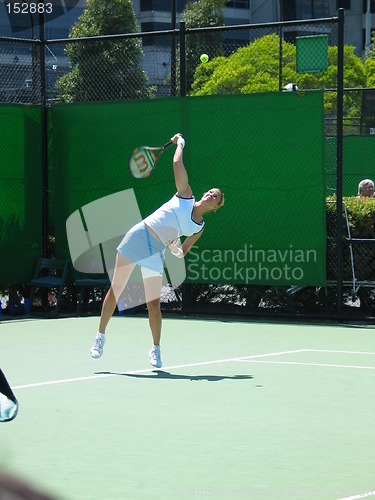 Image of Female Tennis player serving