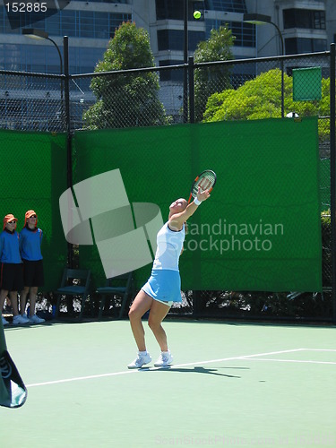 Image of Female Tennis player serving