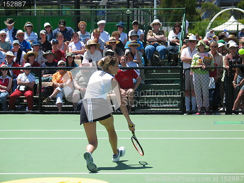 Image of Female tennis player and spectators