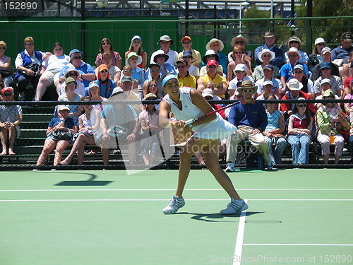 Image of Female tennis player and spectators