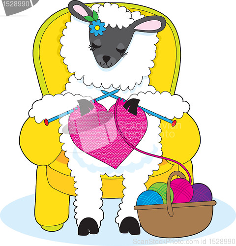 Image of Sheep Knitting Heart