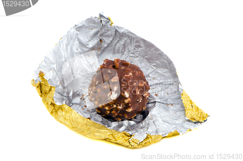 Image of Candy coated chocolate and nut  golden isolated 