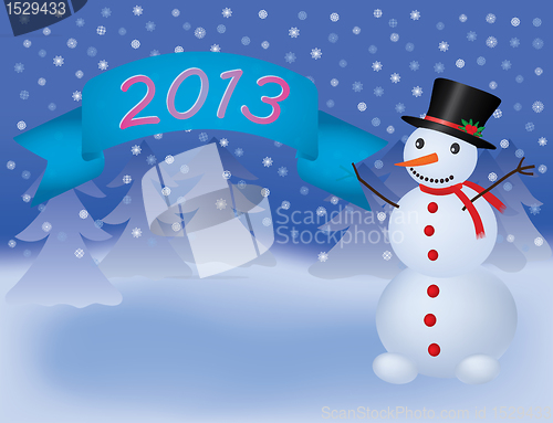 Image of snowman with banner scroll 2013