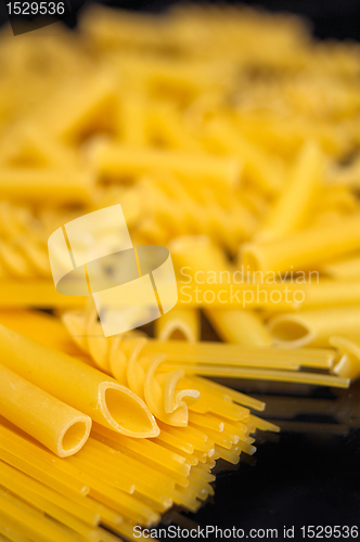 Image of Italian pasta selection over black