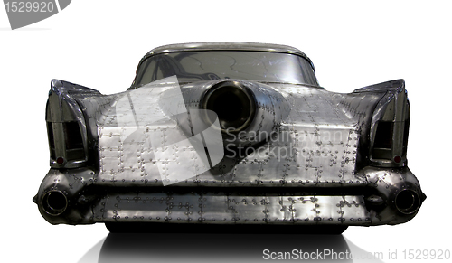 Image of Retro car from pieces of metal studs