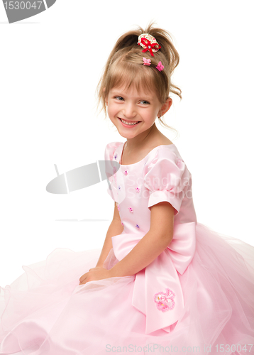 Image of Cute little girl in pink dress