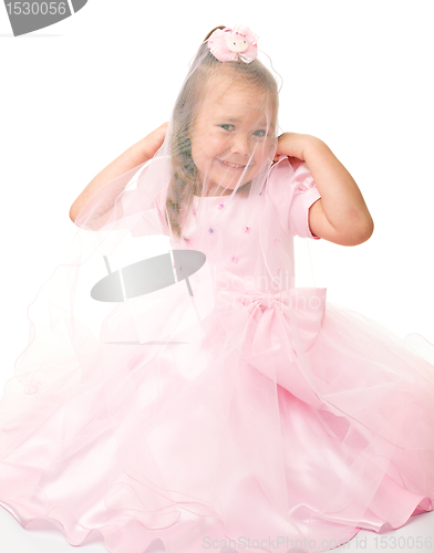 Image of Cute little girl in pink dress