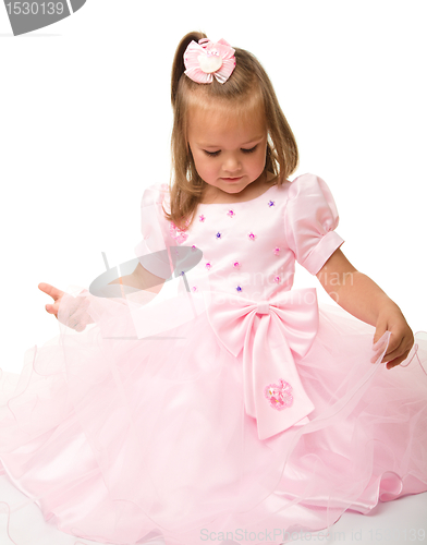 Image of Cute little girl in pink dress