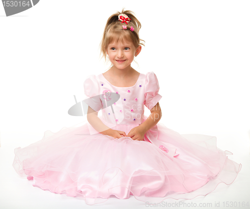 Image of Cute little girl in pink dress