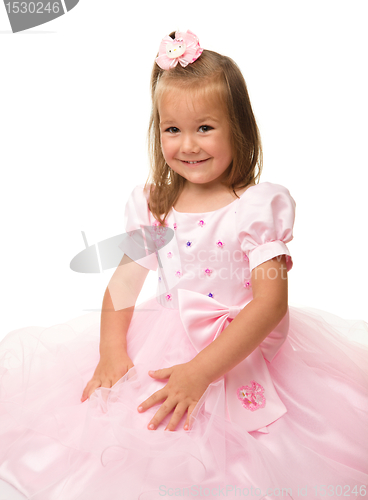 Image of Cute little girl in pink dress