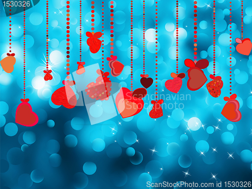 Image of Bright red heart and circle bokeh. EPS 8
