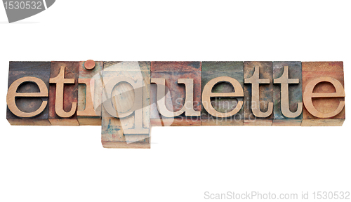 Image of etiquette word in letterpress type