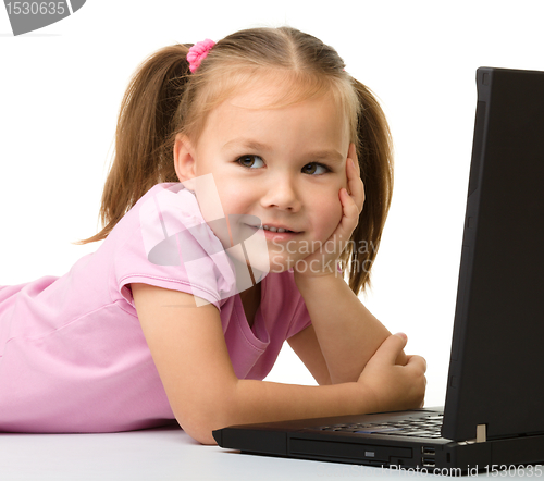 Image of Little girl with laptop