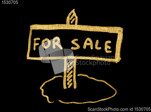 Image of For sale gold color text 