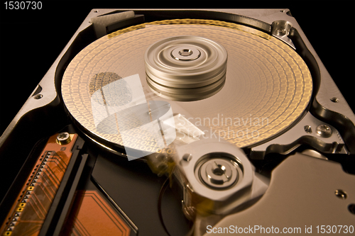 Image of hard disk with data and fingerprint