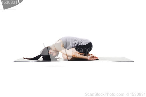 Image of Chinese woman doing yoga.