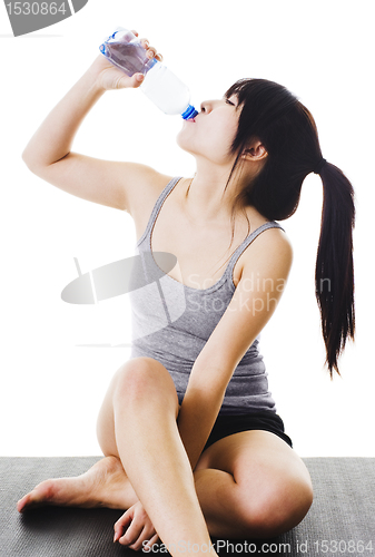 Image of Chinese woman drinking water.