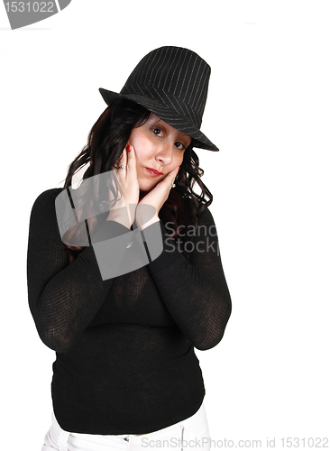 Image of Closeup girl with hat.