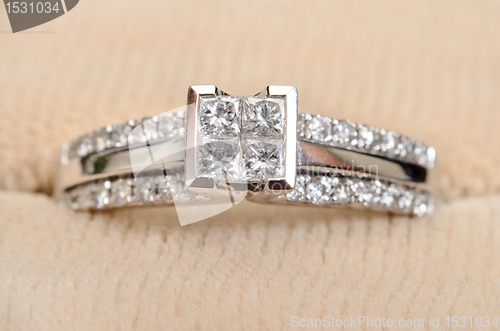 Image of Closeup Diamond Engagement Ring