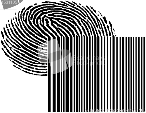 Image of fingerprint and barcode