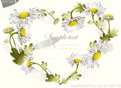 Image of Decorative heart. Hand drawn valentines day greeting card. Illustration camomile