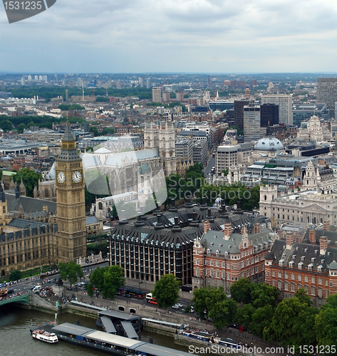 Image of London City aerial view with Big Ben