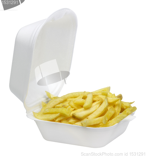 Image of French fries in white plastic box