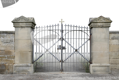 Image of wrought-iron gate and wall