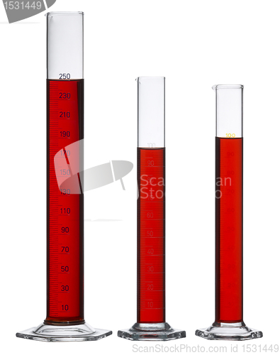 Image of filled measuring cylinders