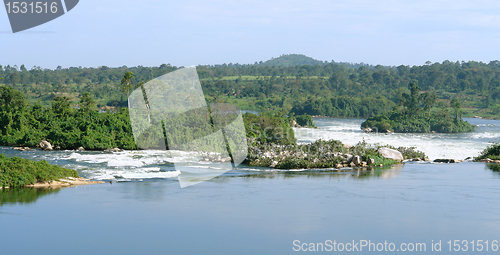 Image of waterside River Nile scenery near Jinja in Uganda