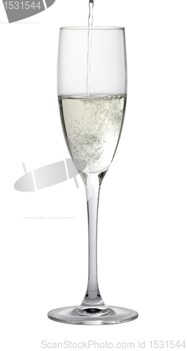 Image of champagne glass while filling