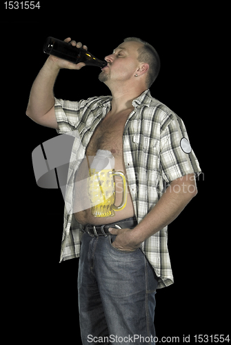 Image of drinking man with beer belly