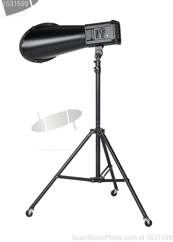 Image of professional flashlight on tripod