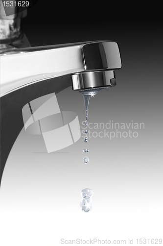 Image of dripping faucet and water drops