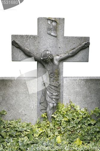 Image of gravestone with christ