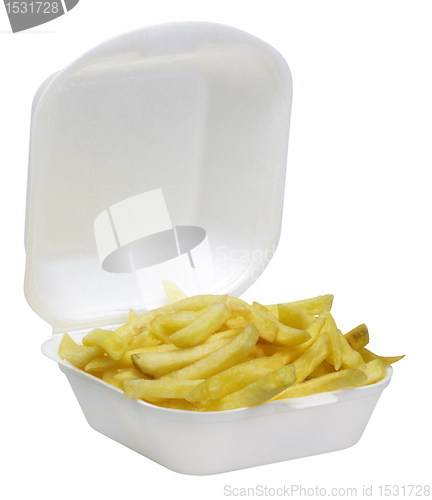 Image of French fries in white plastic box