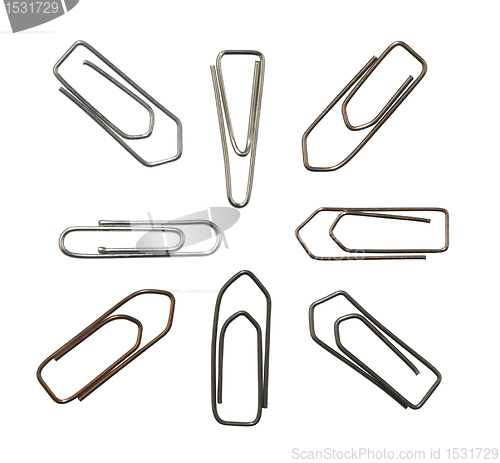 Image of metallic paper clips variation