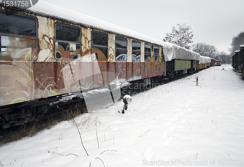 Image of detail of a old railway car