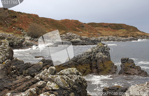 Image of great colored rocky coast in Scotland