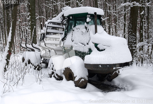 Image of snowbound timber vehicle