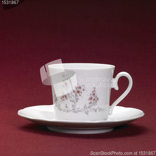 Image of tea cup in red back