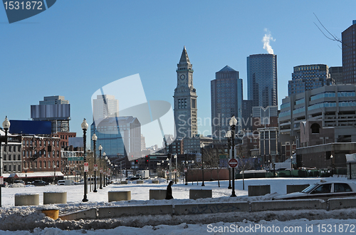 Image of Boston city scenery at winter time