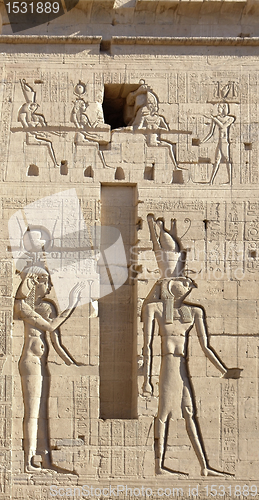 Image of relief at the Temple of Philae in Egypt